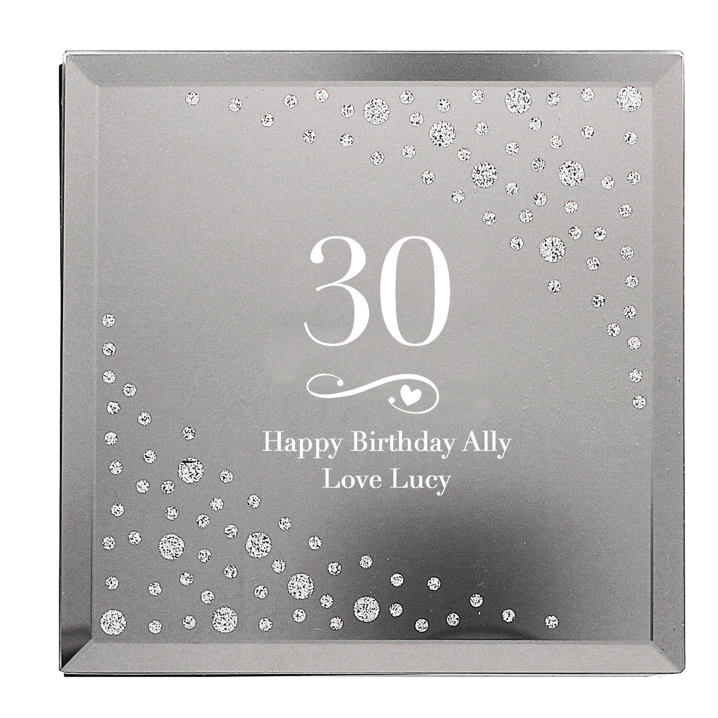 Personalised Big Age Swirls & Hearts Diamante Glass Trinket Box - image 2