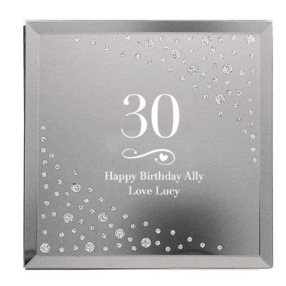 Personalised Big Age Swirls & Hearts Diamante Glass Trinket Box - image 2