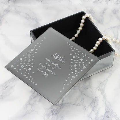 Personalised Any Message Swirls & Hearts Diamante Glass Trinket Box - image 9