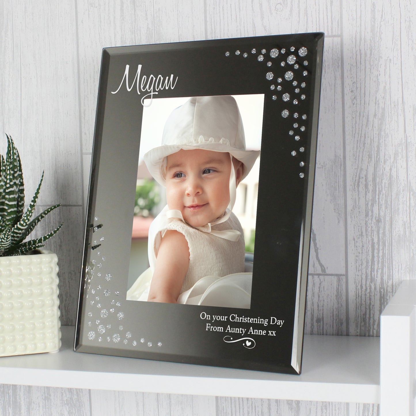 Personalised Swirls & Hearts Diamante 6x4 Glass Photo Frame - image 4