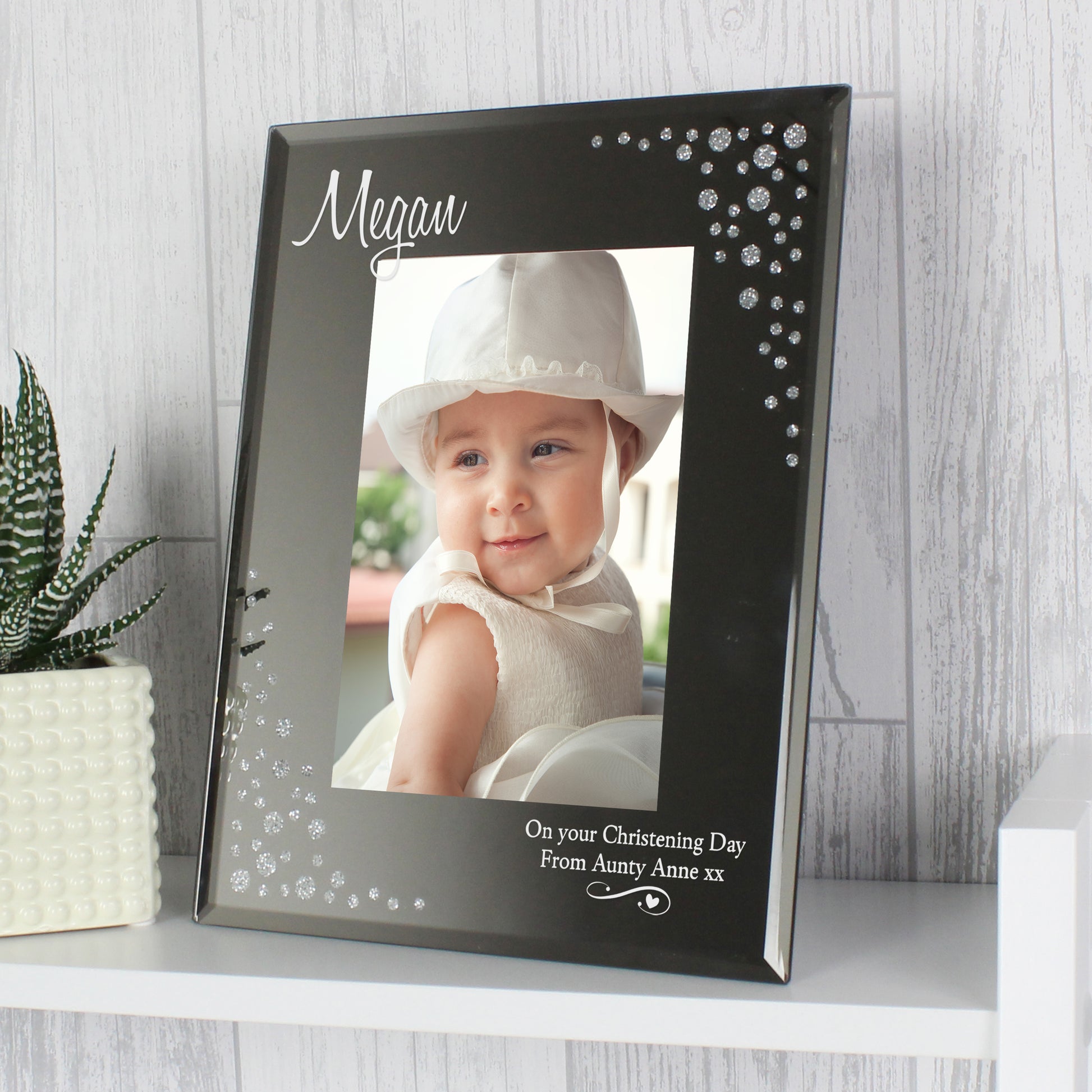 Personalised Swirls & Hearts Diamante 6x4 Glass Photo Frame - image 4