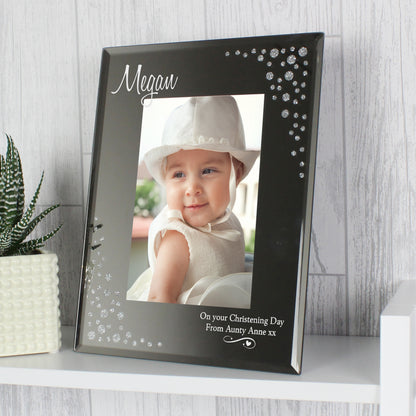 Personalised Swirls & Hearts Diamante 6x4 Glass Photo Frame - image 4