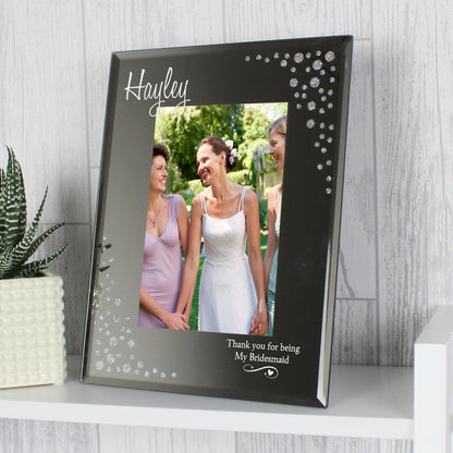 Personalised Swirls & Hearts Diamante 6x4 Glass Photo Frame - image 5