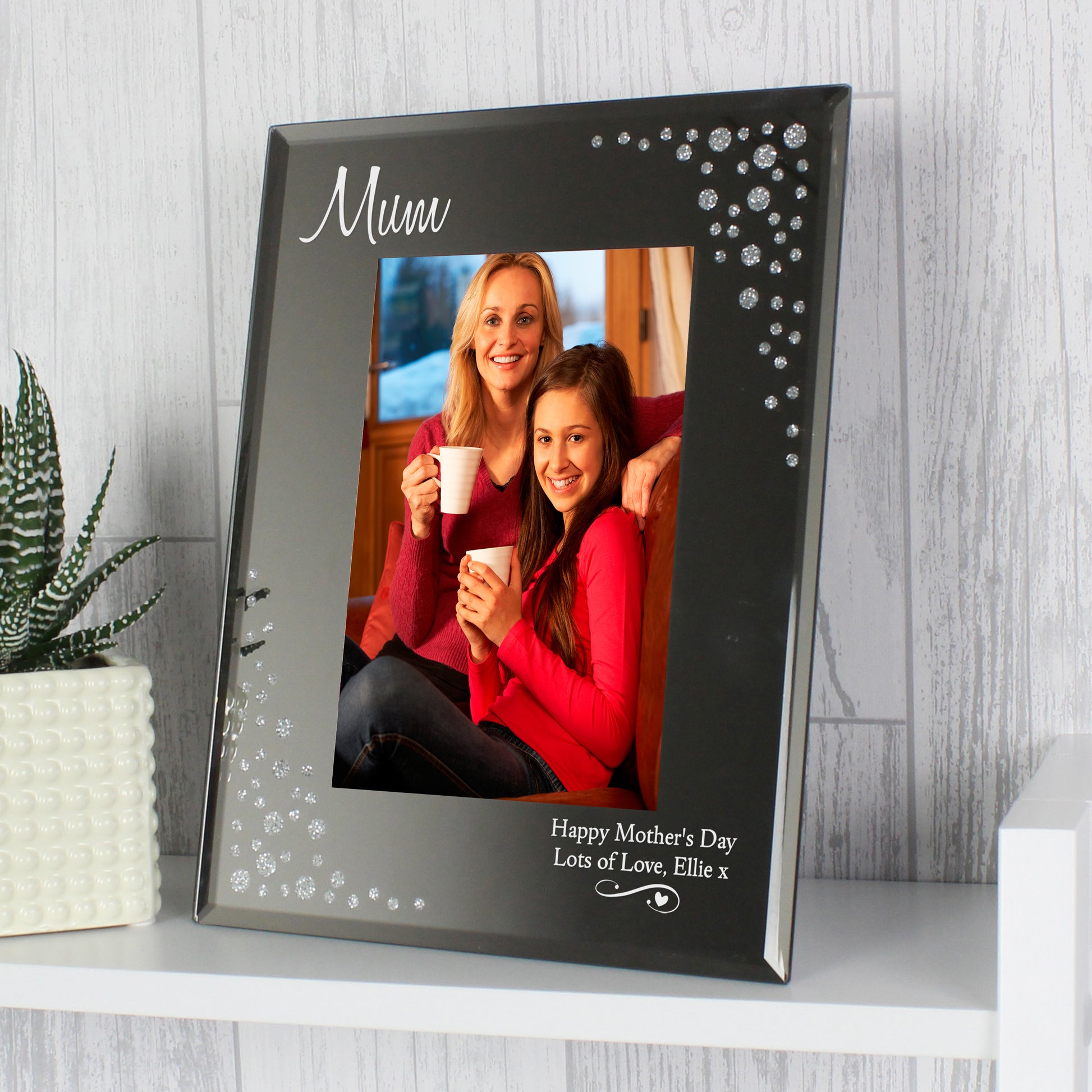 Personalised Swirls & Hearts Diamante 6x4 Glass Photo Frame - image 7