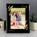 Personalised Golden Feather 5x7 Black Glass Photo Frame from Heartfelt Gifts
