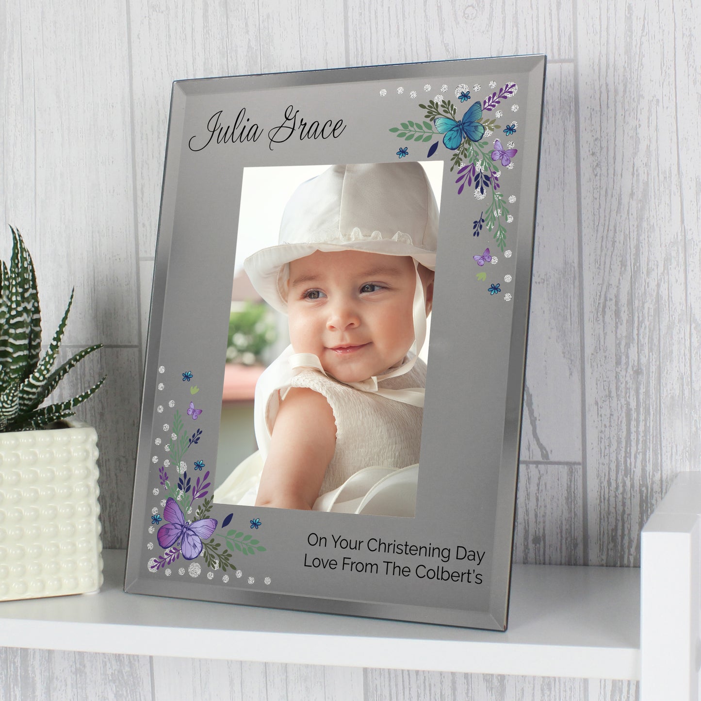 Personalised Butterfly 6x4 Diamante Glass Photo Frame from Heartfelt Gifts