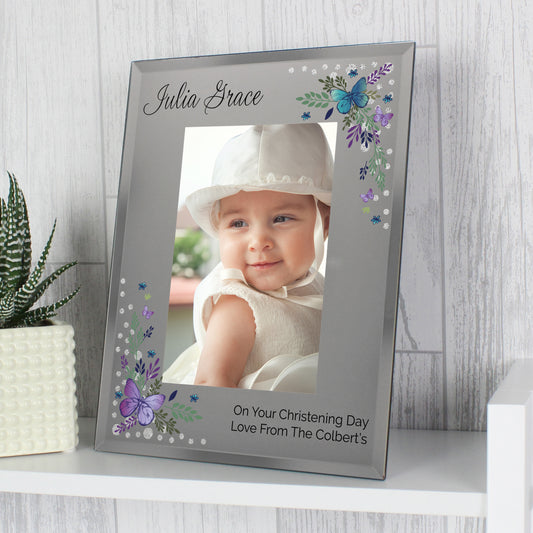Personalised Butterfly 6x4 Diamante Glass Photo Frame from Heartfelt Gifts