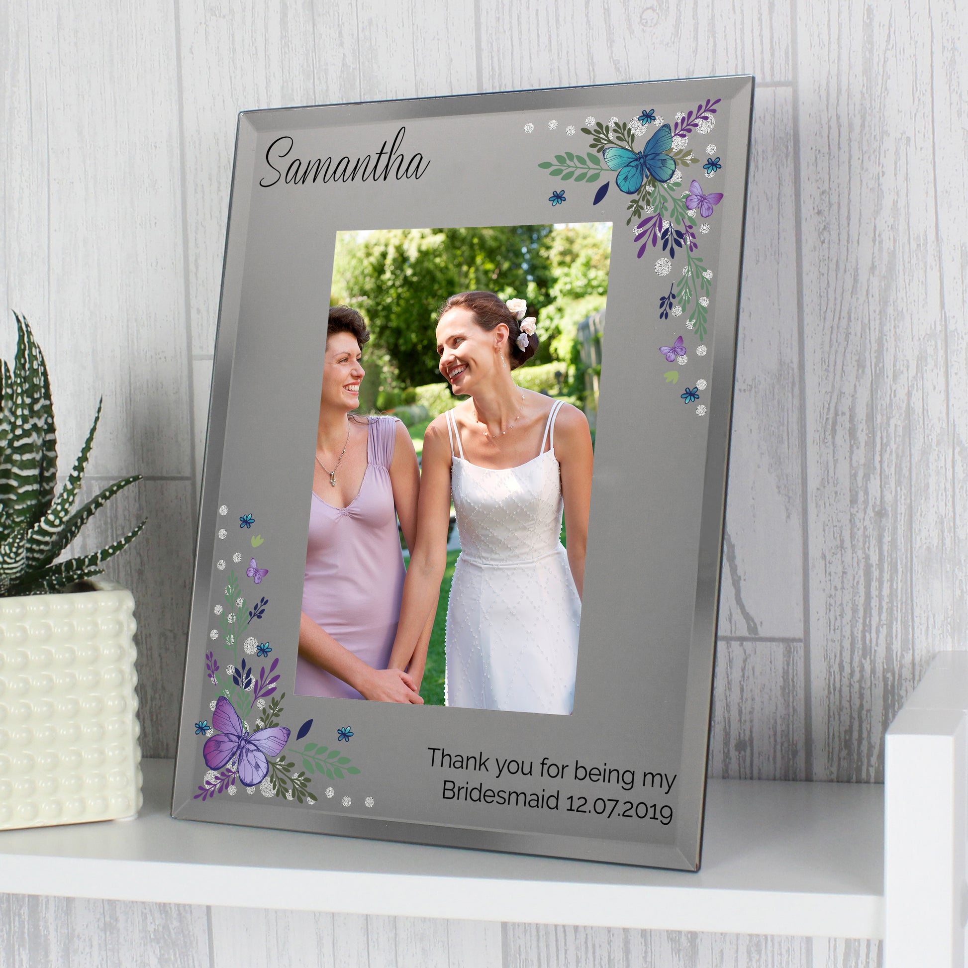 Personalised Butterfly 6x4 Diamante Glass Photo Frame - image 4