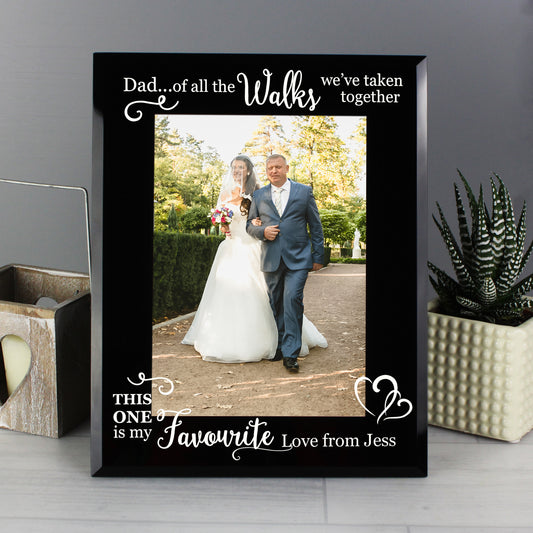 Personalised Of All the Walks... Wedding 5x7 Black Glass Photo Frame from Heartfelt Gifts