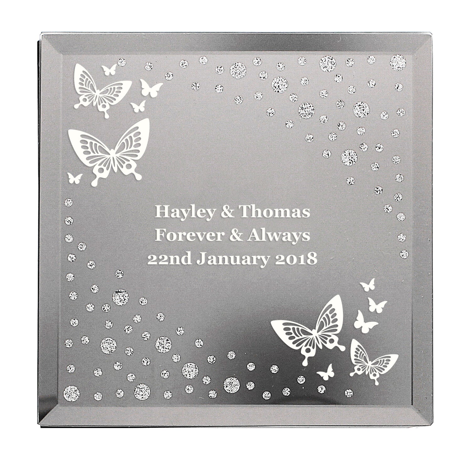 Personalised White Butterfly Diamante Glass Trinket Box - image 2