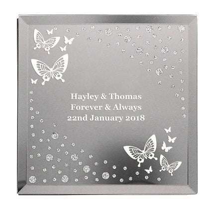 Personalised White Butterfly Diamante Glass Trinket Box - image 2