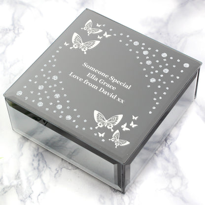 Personalised White Butterfly Diamante Glass Trinket Box - image 3