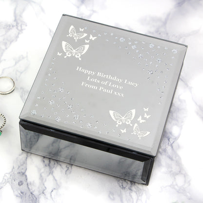 Personalised White Butterfly Diamante Glass Trinket Box - image 8