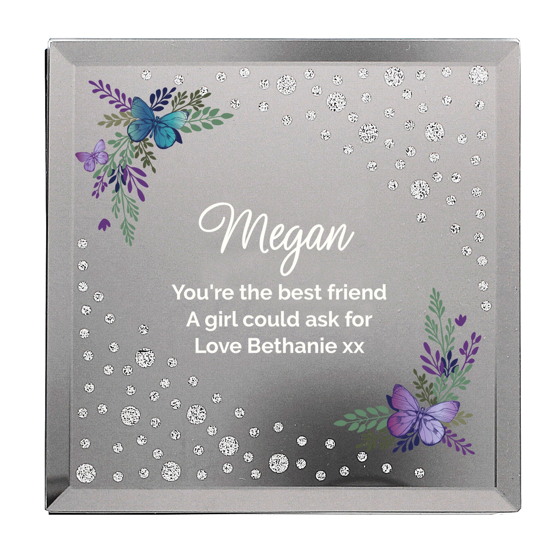 Personalised Floral Butterfly Diamante Glass Trinket Box - image 2