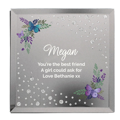 Personalised Floral Butterfly Diamante Glass Trinket Box - image 2