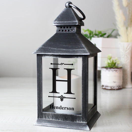 Personalised Initial Rustic Black Lantern from Heartfelt Gifts