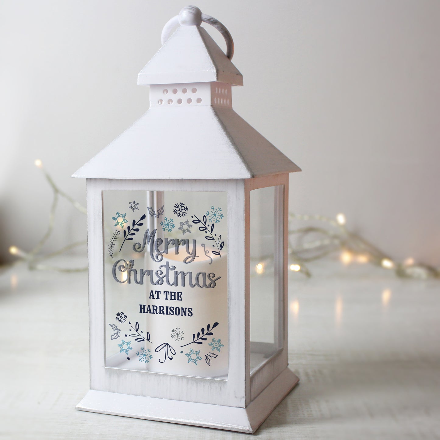 Personalised Christmas Frost White Lantern from Heartfelt Gifts