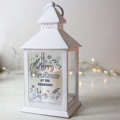 Personalised Christmas Frost White Lantern from Heartfelt Gifts