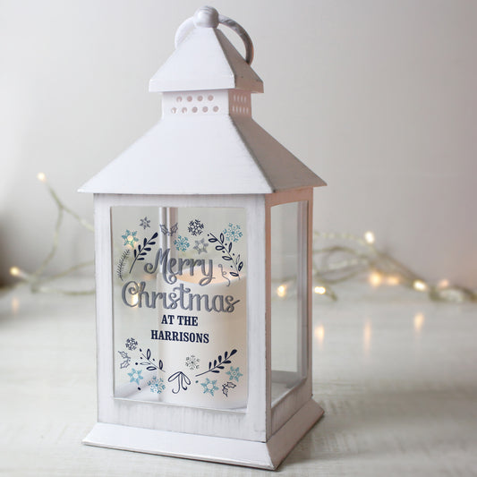 Personalised Christmas Frost White Lantern from Heartfelt Gifts