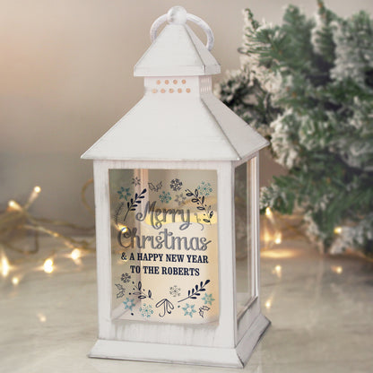 Personalised Christmas Frost White Lantern - image 2