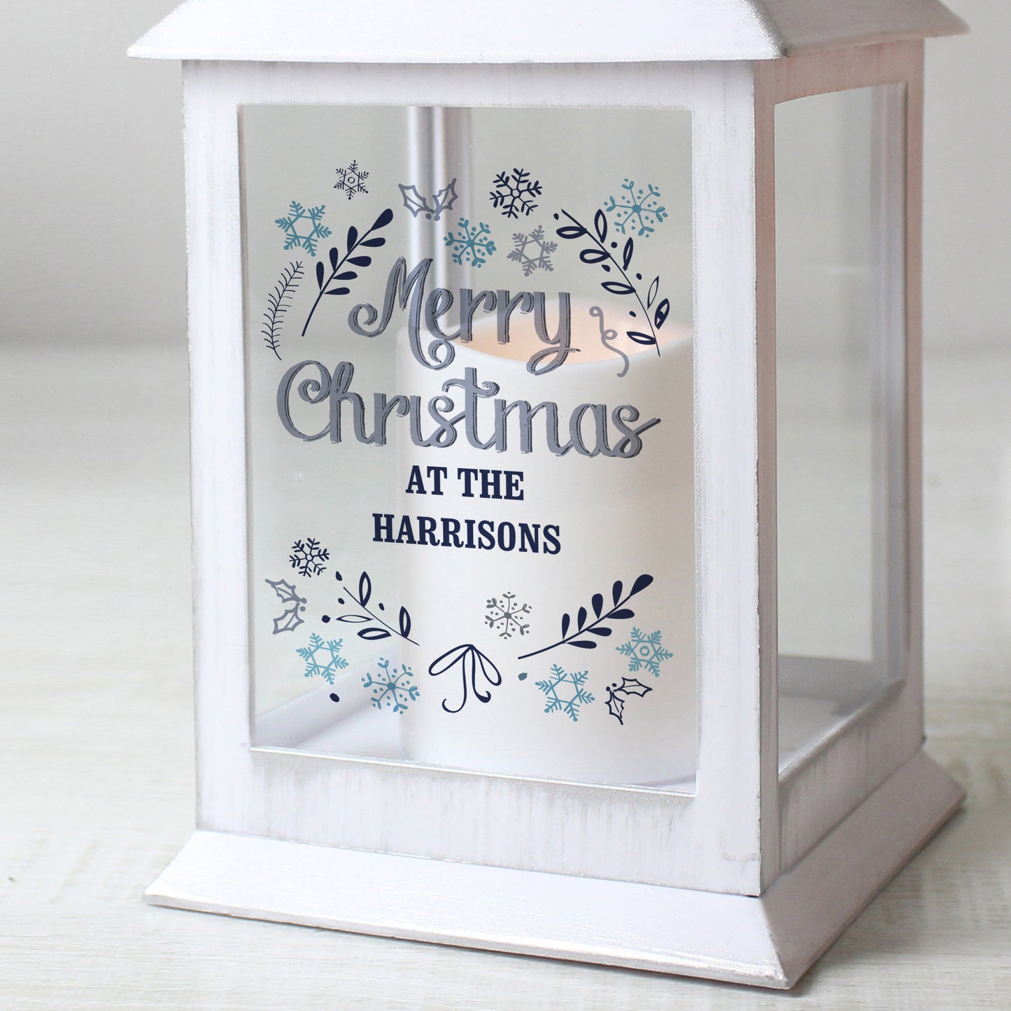 Personalised Christmas Frost White Lantern - image 4