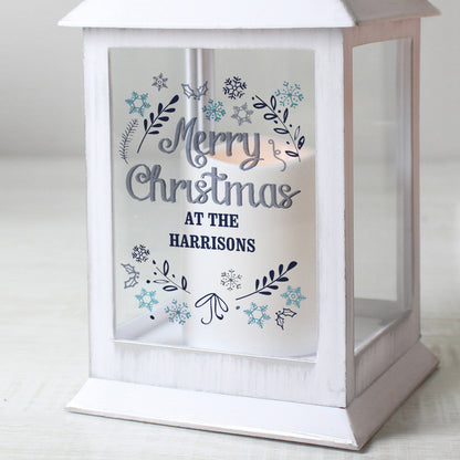 Personalised Christmas Frost White Lantern - image 4