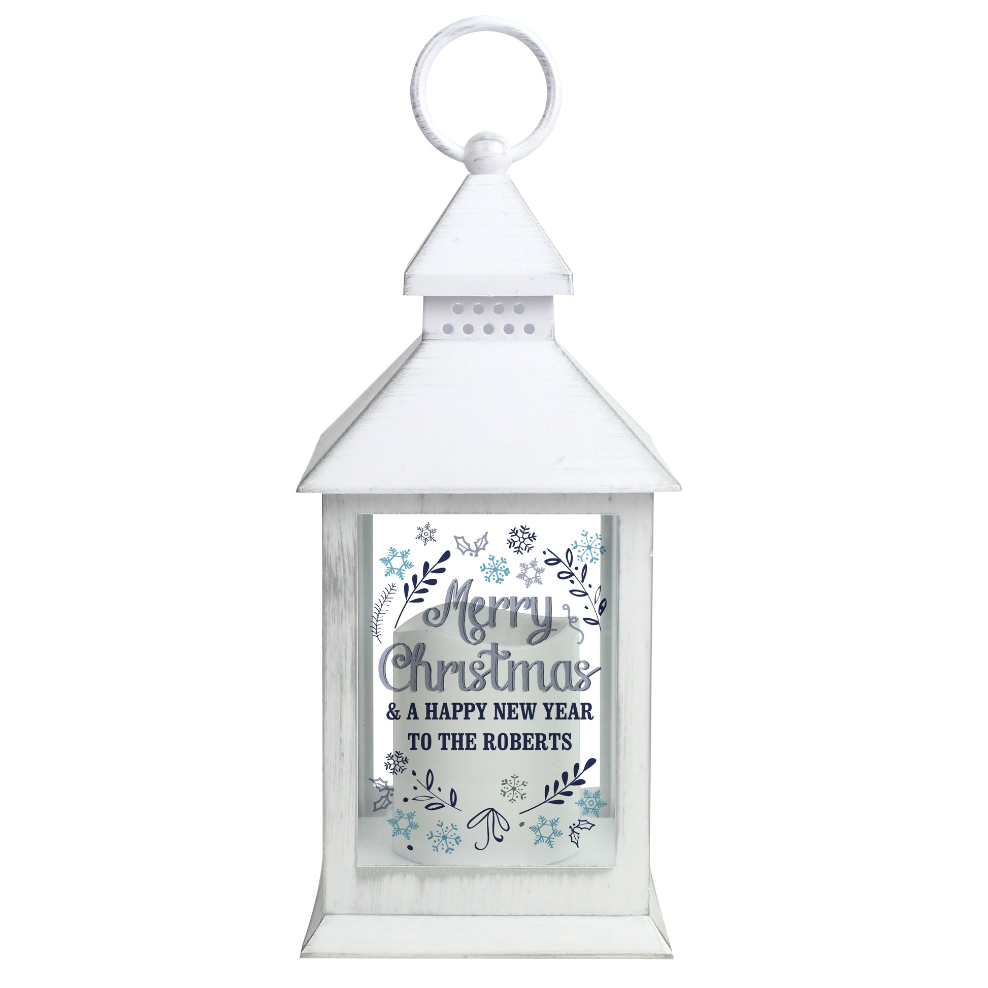 Personalised Christmas Frost White Lantern - image 5