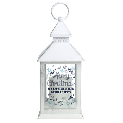 Personalised Christmas Frost White Lantern - image 5