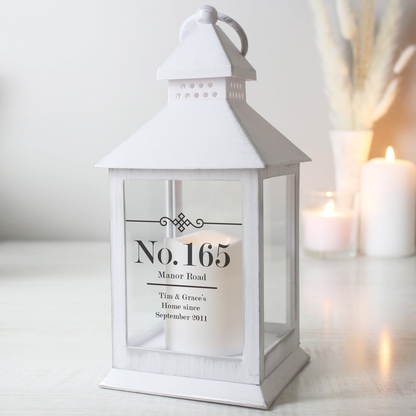 Personalised Elegant Diamond White Lantern from Heartfelt Gifts