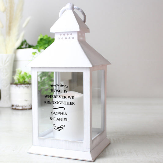 Personalised Antique Scroll White Lantern from Heartfelt Gifts
