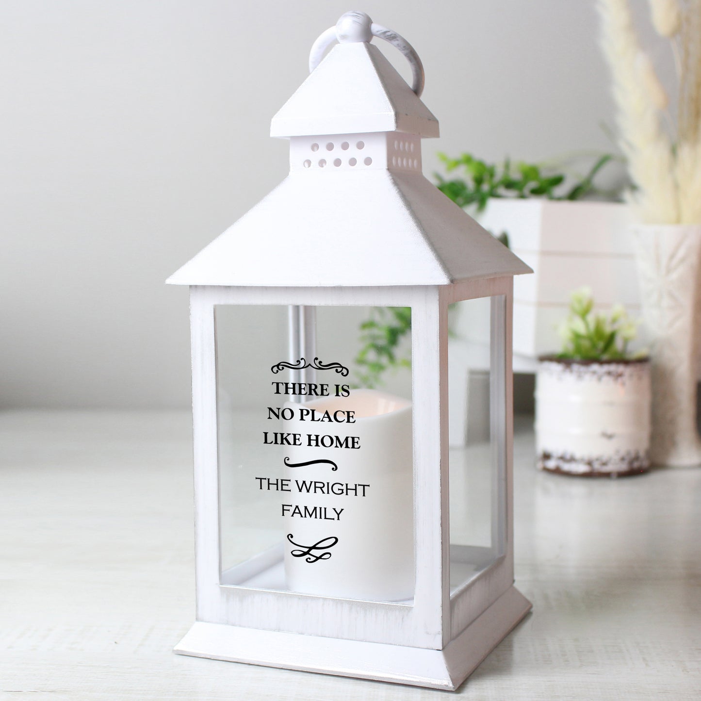 Personalised Antique Scroll White Lantern - image 3