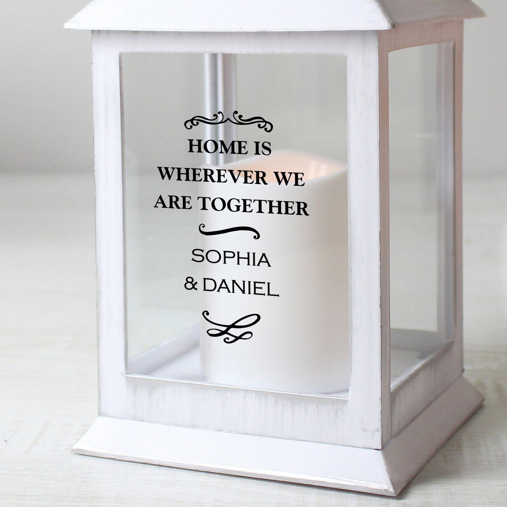 Personalised Antique Scroll White Lantern - image 4