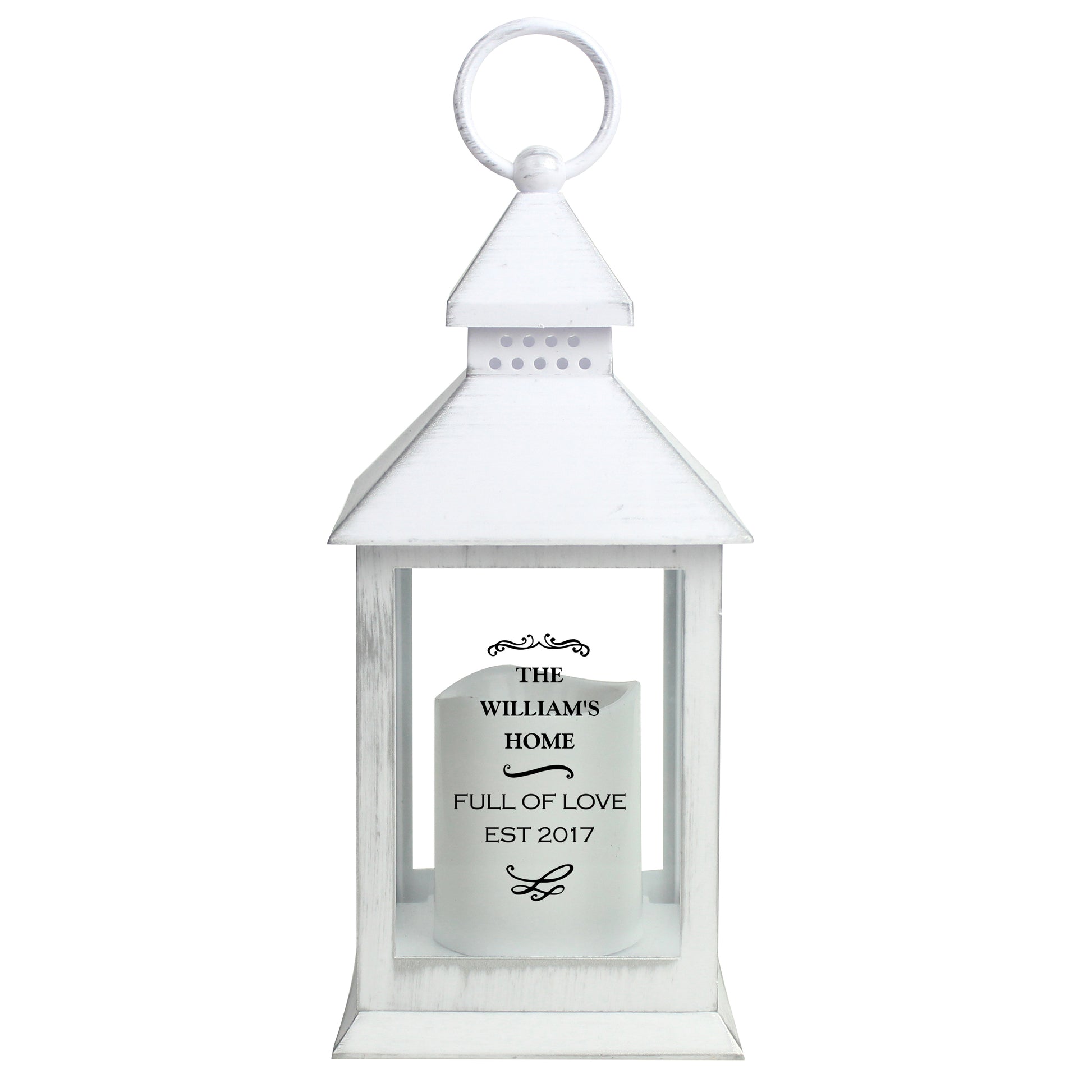 Personalised Antique Scroll White Lantern - image 5