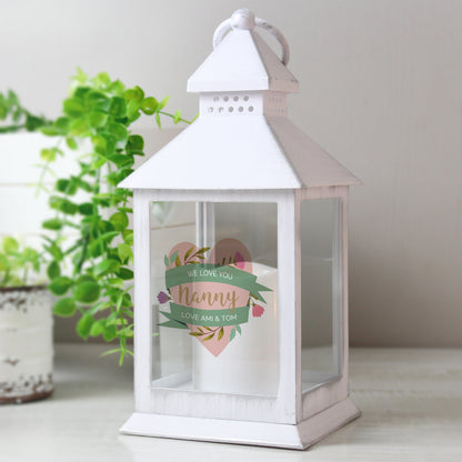 Personalised Floral Heart Mothers Day White Lantern - image 2