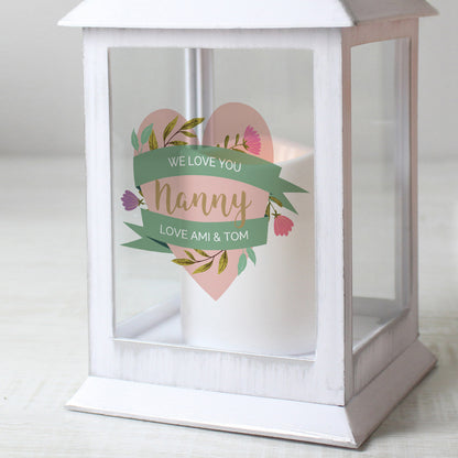 Personalised Floral Heart Mothers Day White Lantern - image 4