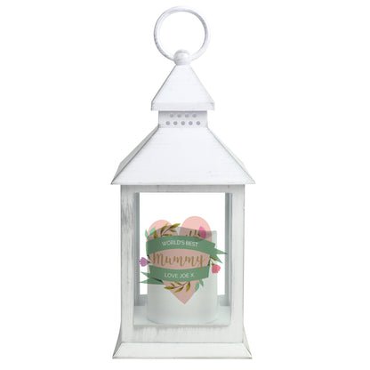 Personalised Floral Heart Mothers Day White Lantern - image 5