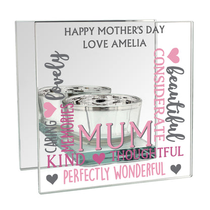 Personalised Mum Mirrored Glass Tea Light Holder - image 2