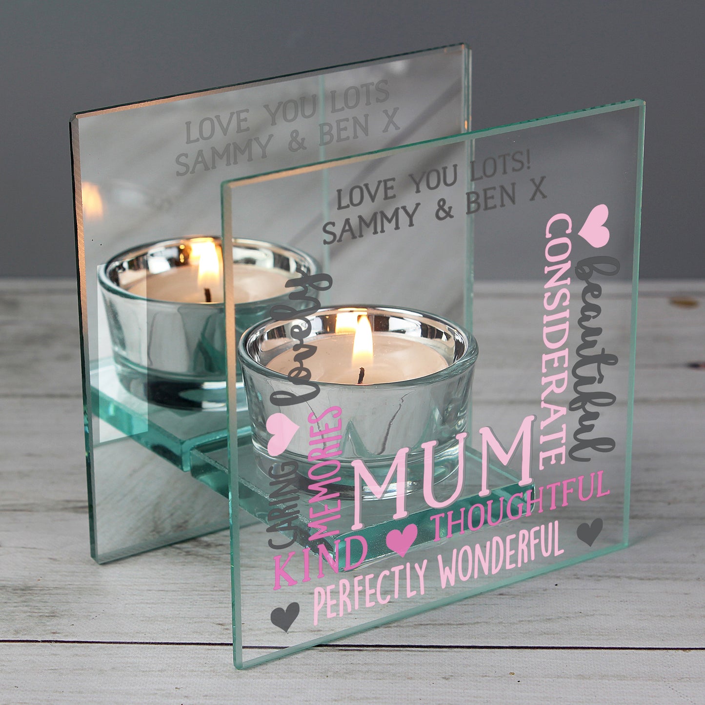 Personalised Mum Mirrored Glass Tea Light Holder - image 3