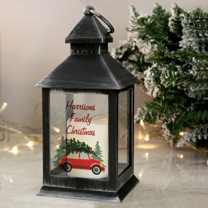 Personalised 'Driving Home For Christmas' Rustic Black Lantern from Heartfelt Gifts
