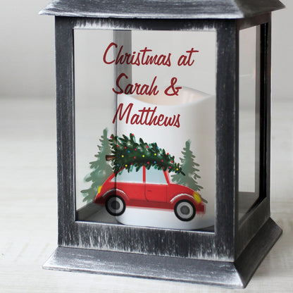 Personalised 'Driving Home For Christmas' Rustic Black Lantern - image 4