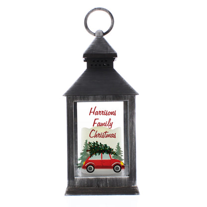 Personalised 'Driving Home For Christmas' Rustic Black Lantern - image 5