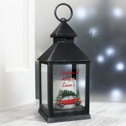 Personalised 'Driving Home For Christmas' Rustic Black Lantern - image 7