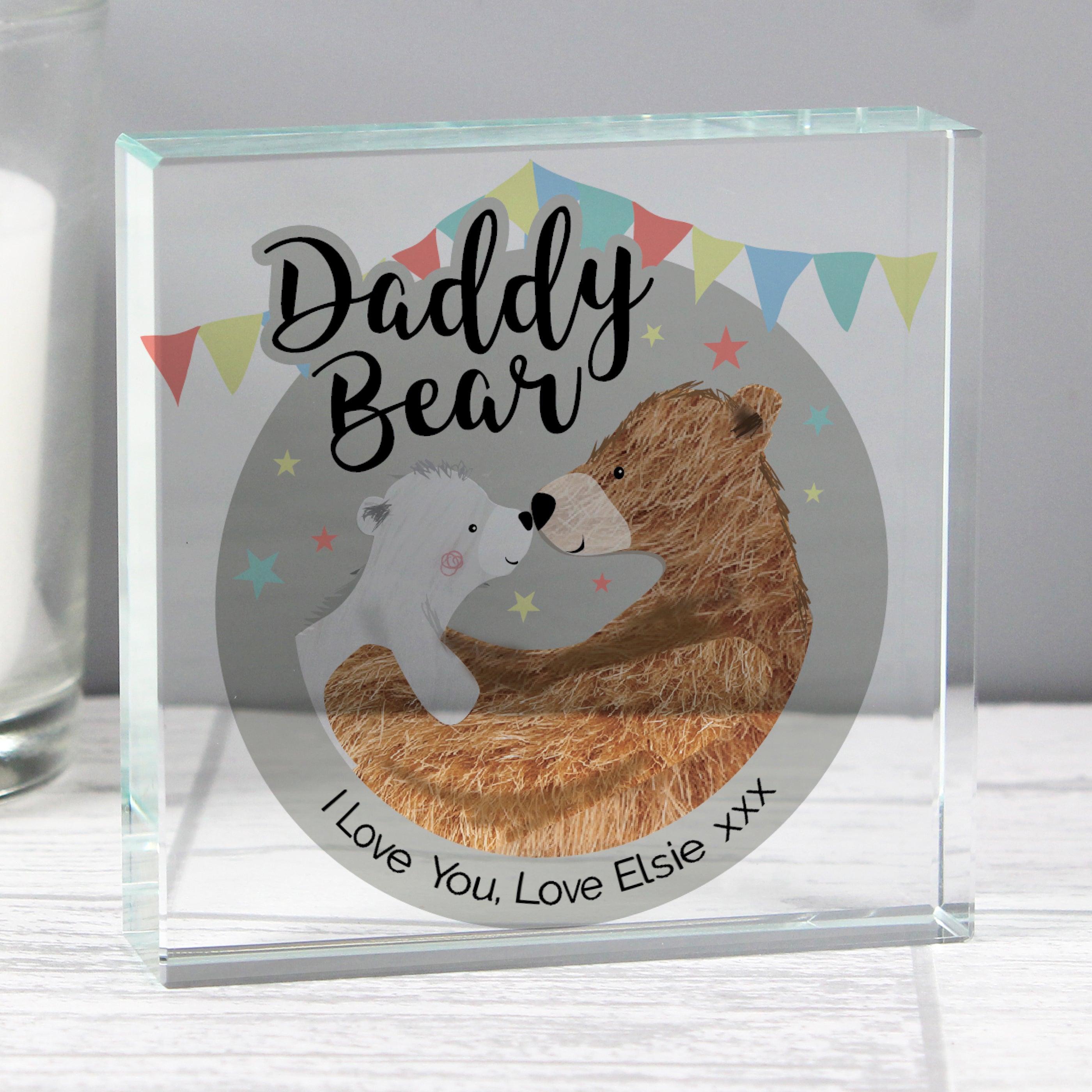 Personalised Daddy Bear Crystal Token from Heartfelt Gifts