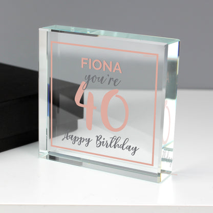 Personalised Birthday Rose Gold Crystal Token from Heartfelt Gifts