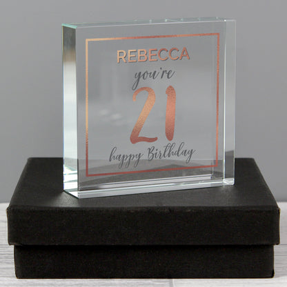Personalised Birthday Rose Gold Crystal Token - image 5