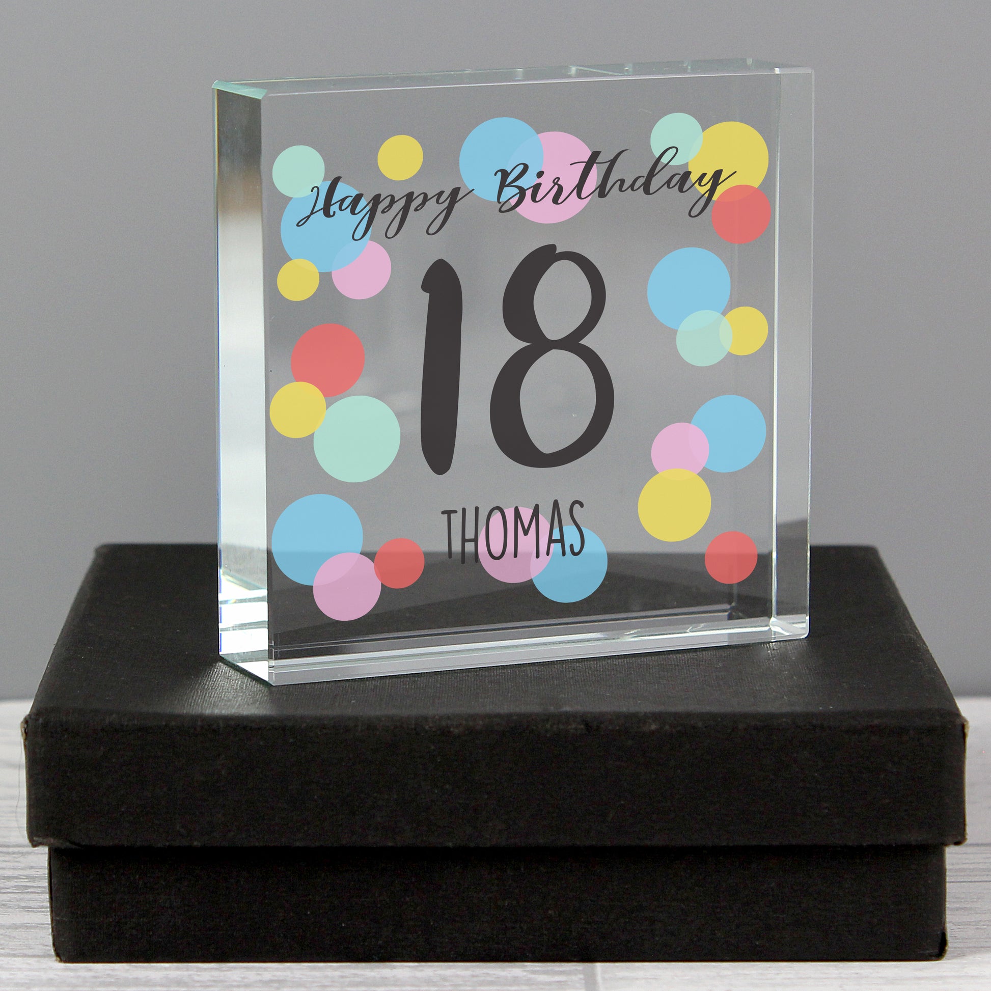 Personalised Birthday Colour Confetti Crystal Token from Heartfelt Gifts