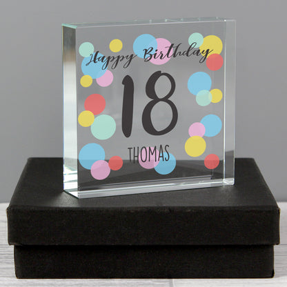 Personalised Birthday Colour Confetti Crystal Token from Heartfelt Gifts