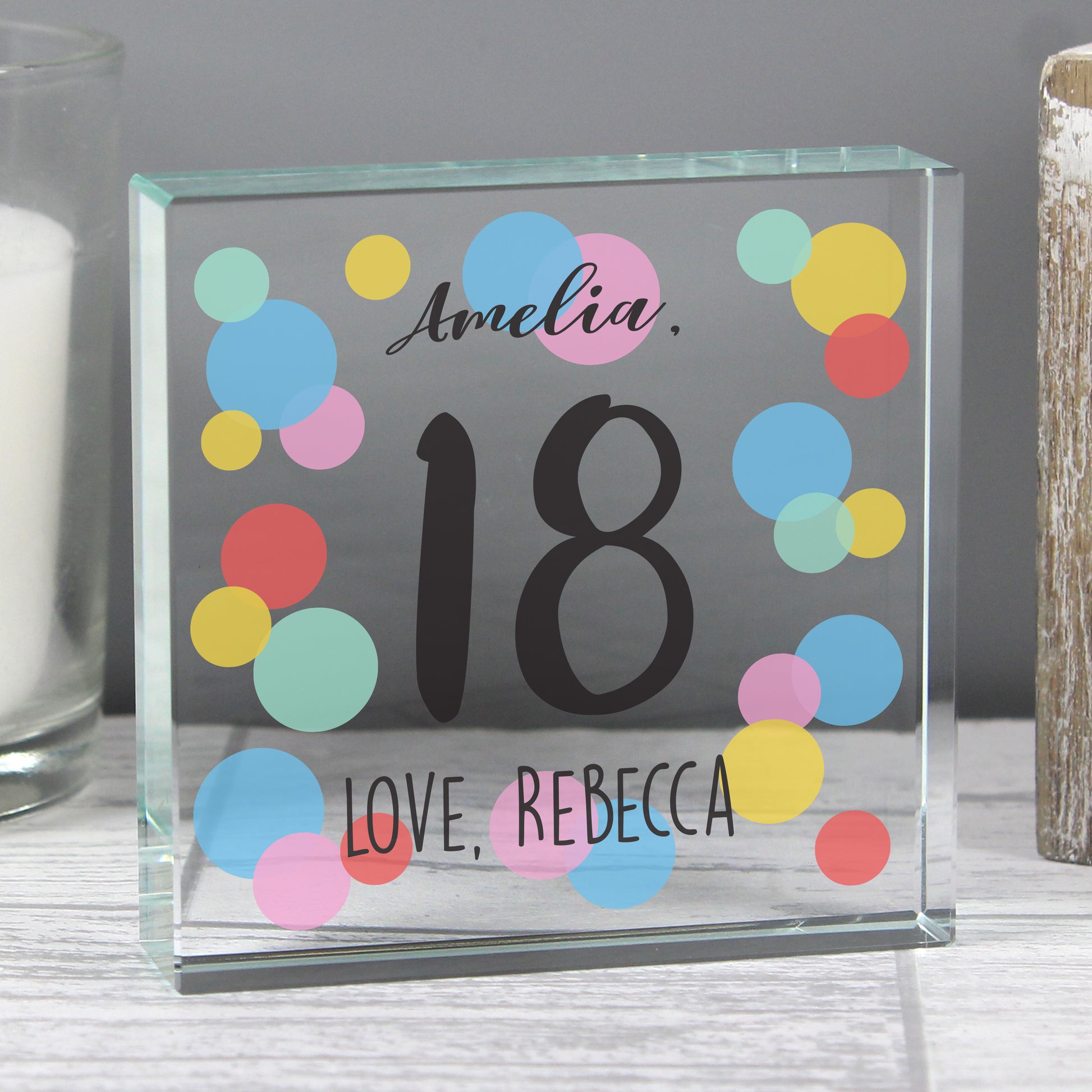 Personalised Birthday Colour Confetti Crystal Token - image 3