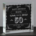 Personalised Birthday Vintage Typography Crystal Token from Heartfelt Gifts