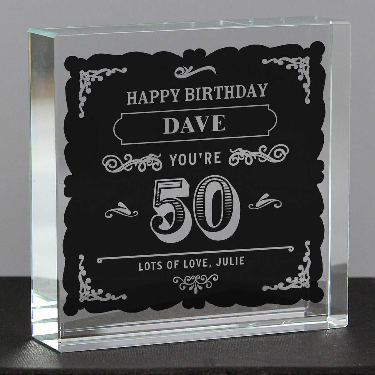 Personalised Birthday Vintage Typography Crystal Token from Heartfelt Gifts